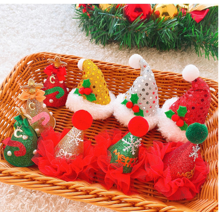 Fashion Green Christmas Tree Christmas Hat Star Cane Child Hairpin,Kids Accessories