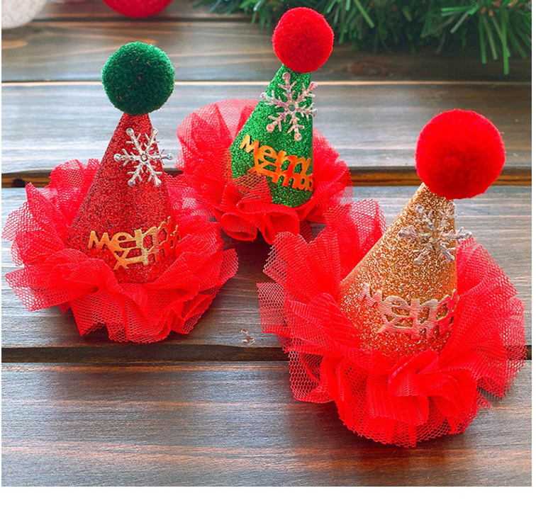 Fashion Red Christmas Hat-lace Edge Christmas Hat Lace Children Snowflake Hairpin,Kids Accessories