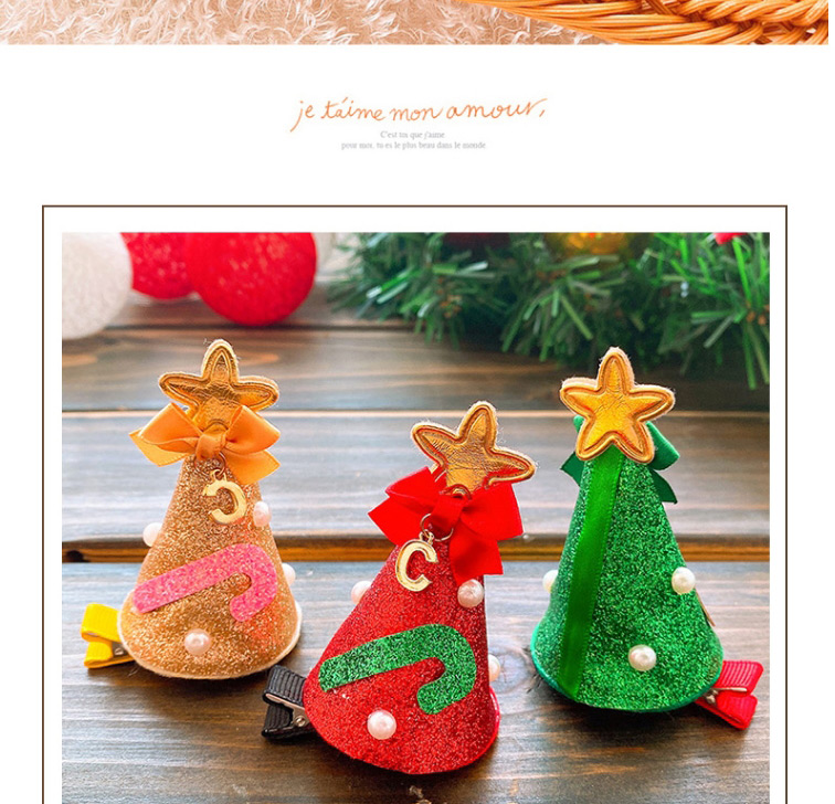 Fashion Yellow Christmas Hat-plush Edge Christmas Hat Sequined Raw Hair Clip For Children,Kids Accessories