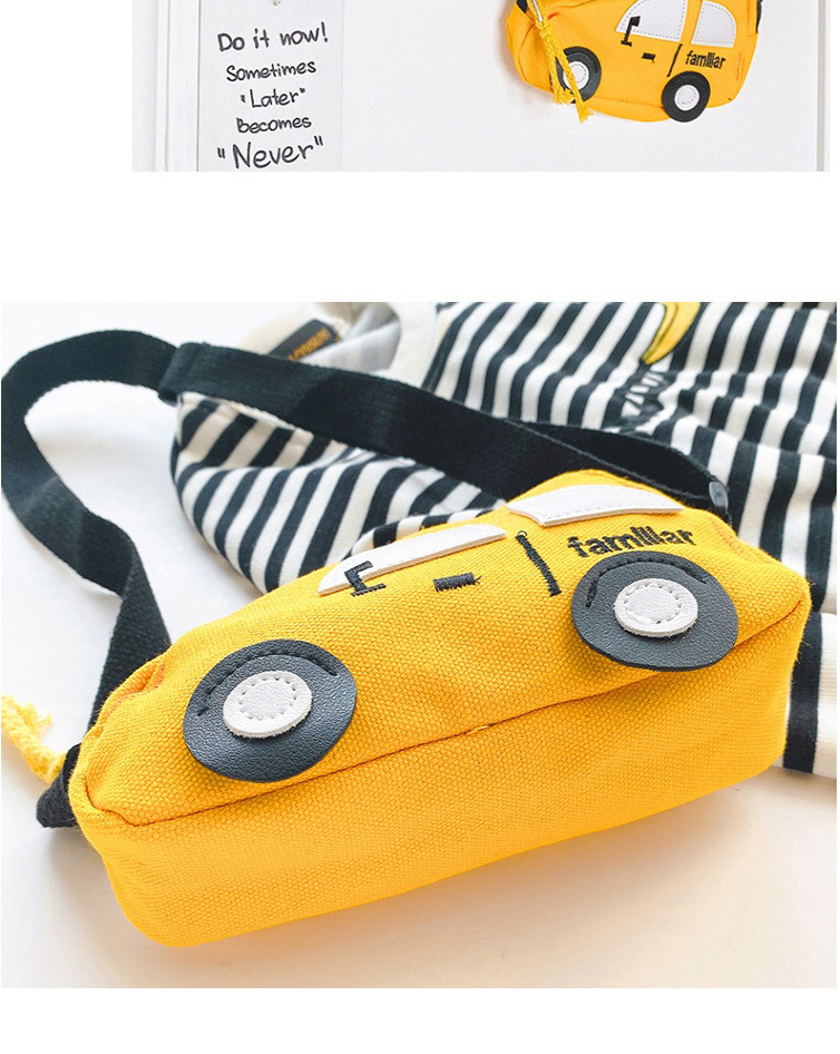 Fashion Yellow Stitched Contrast Car Children Shoulder Bag,Kids Accessories