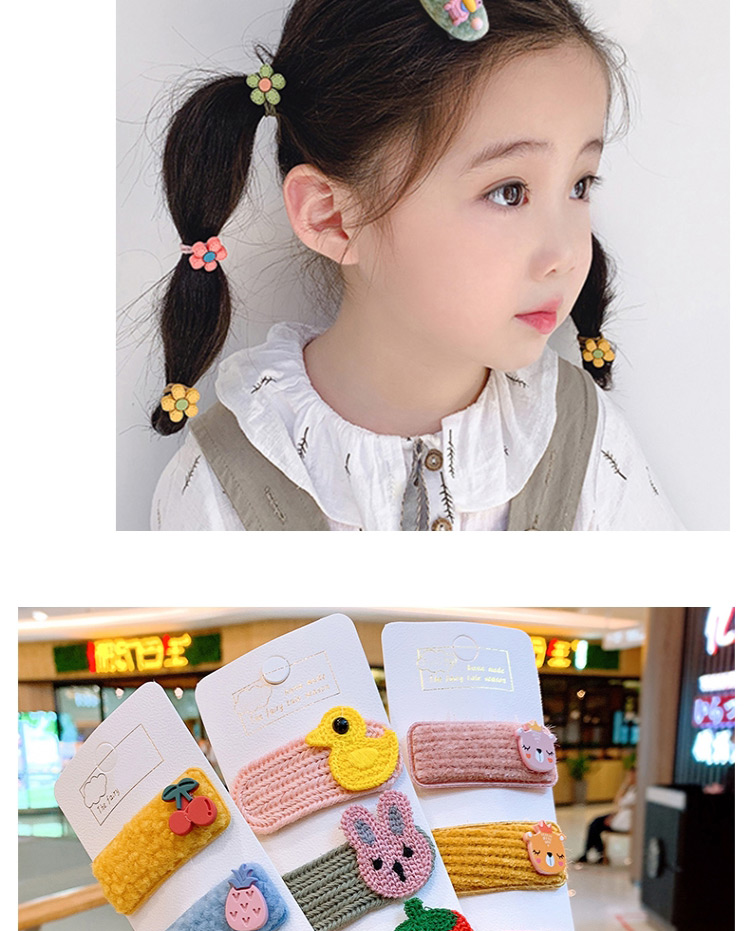 Fashion Knitted Fruit Rabbit Strawberry Tiger Hair Clip Set,Kids Accessories