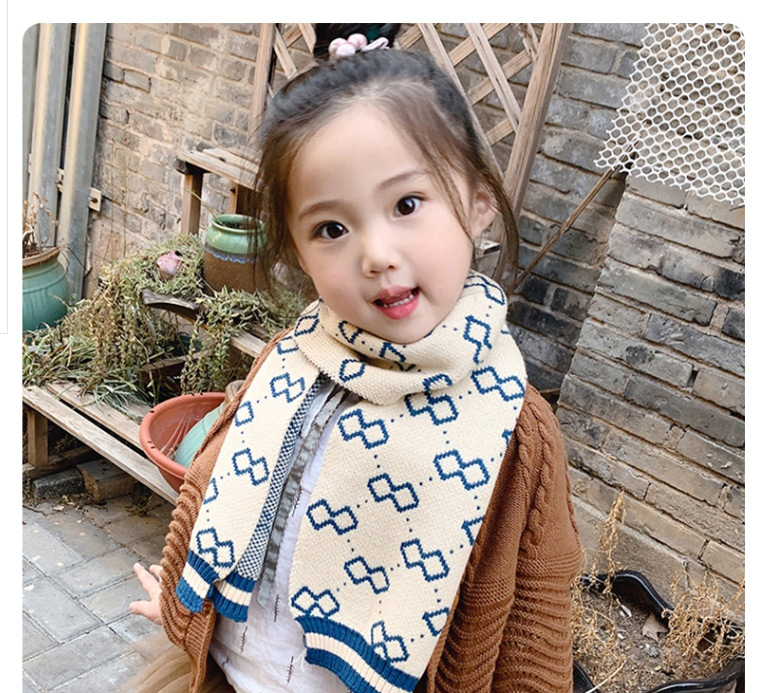 Fashion Yellow Printed Contrast Children Scarf,knitting Wool Scaves