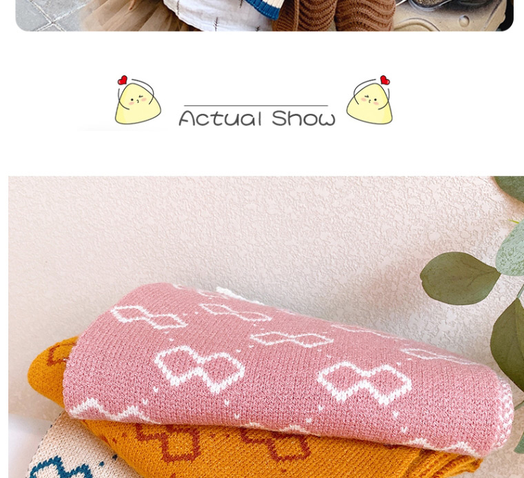 Fashion Yellow Printed Contrast Children Scarf,knitting Wool Scaves