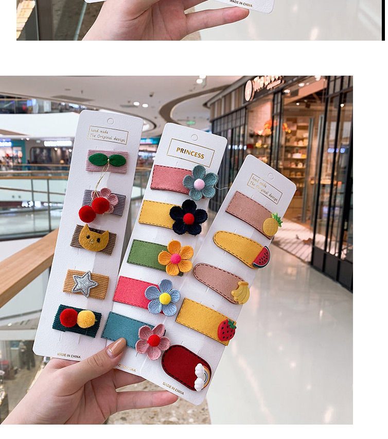 Fashion Yarn Flower Series # 5piece Set Flower Hit Color Children Hair Clip Set,Kids Accessories