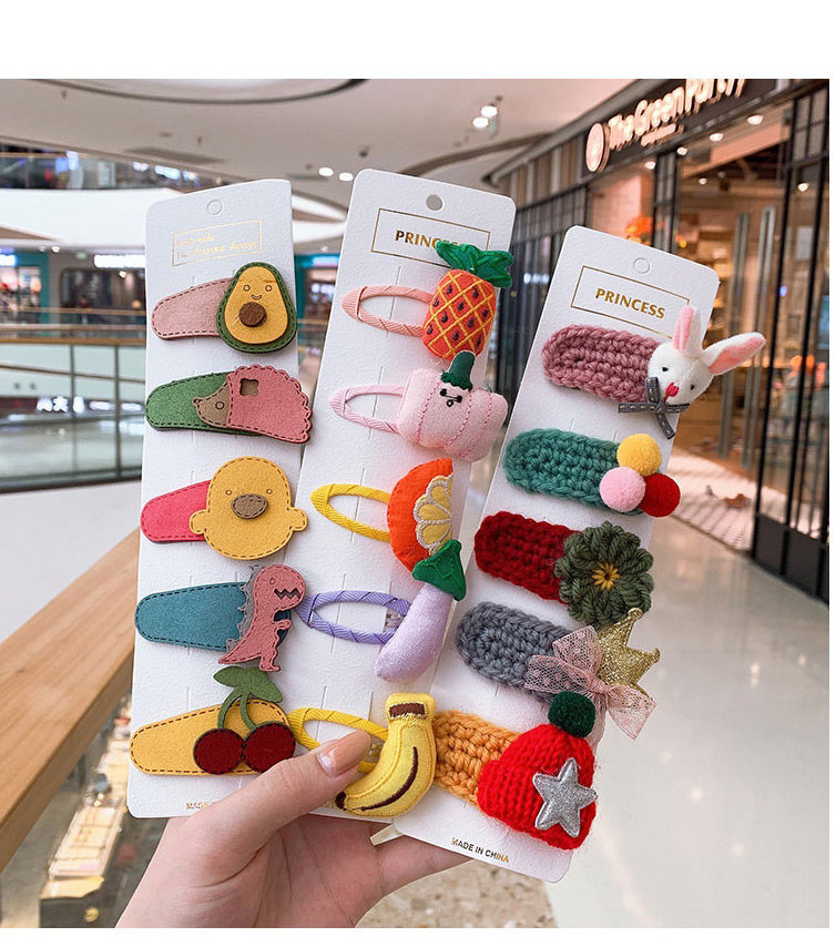 Fashion Knitted Flower Series # 5piece Set Flower Hit Color Children Hair Clip Set,Kids Accessories