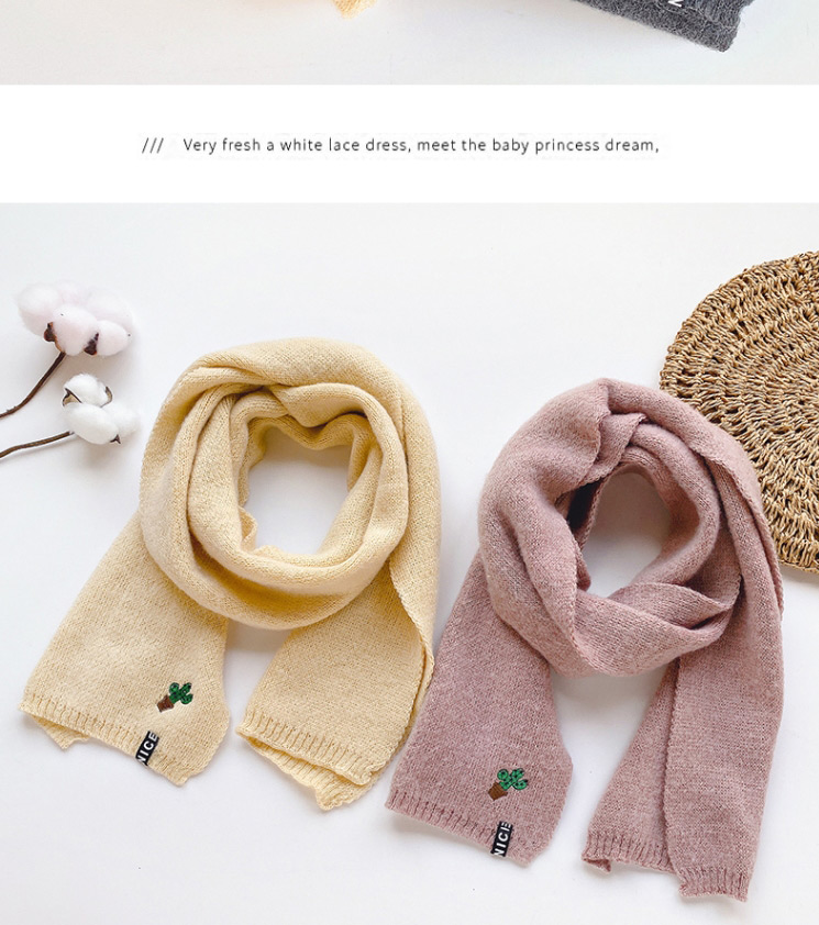 Fashion Coffee Color Cactus Alphabet Children Scarf,knitting Wool Scaves