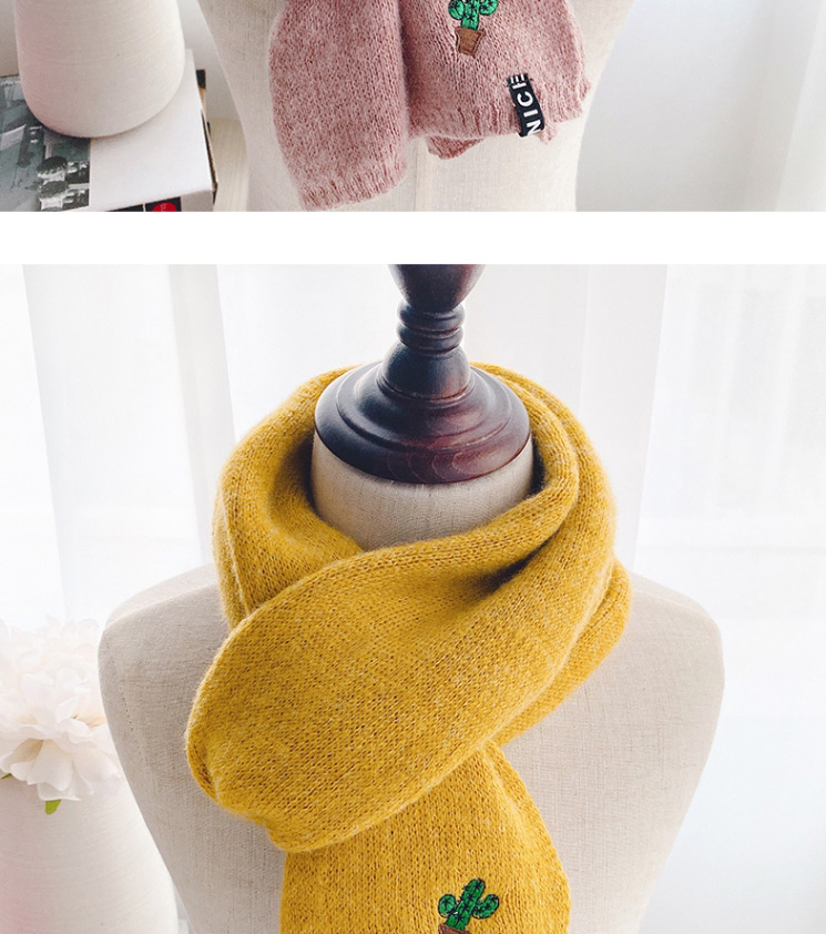 Fashion Coffee Color Cactus Alphabet Children Scarf,knitting Wool Scaves