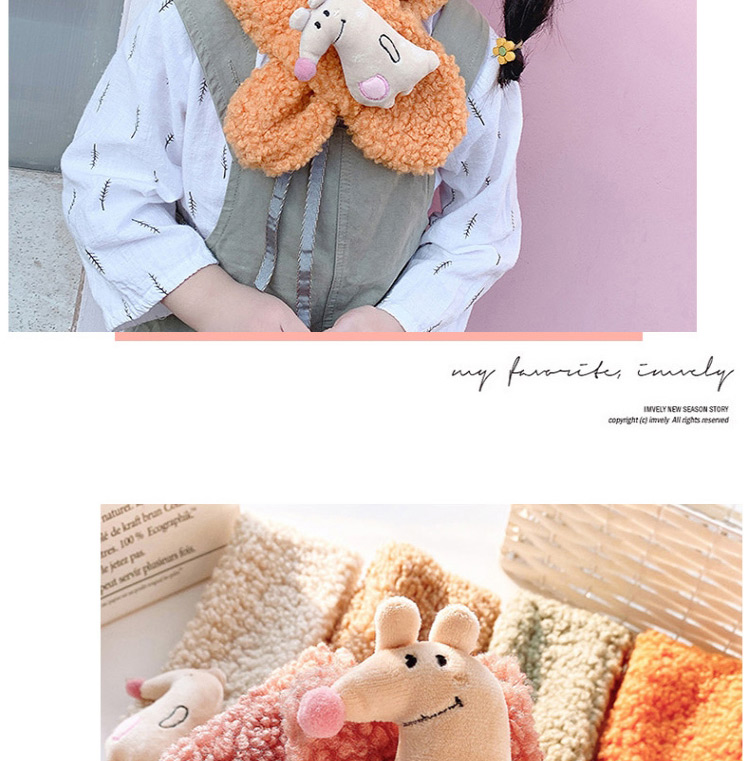 Fashion Orange Lambskin Mouse Mouse Scarf,knitting Wool Scaves