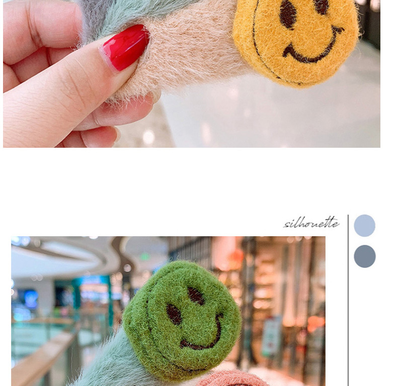 Fashion Green Smiley Plush Smiley Hair Clip Child,Kids Accessories
