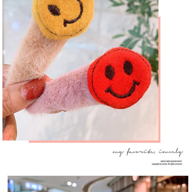 Fashion Pink Smiley Plush Smiley Hair Clip Child,Kids Accessories