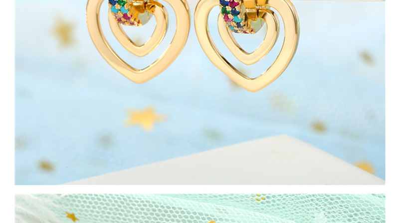 Fashion Golden Love Heart Earrings With Diamonds,Earrings