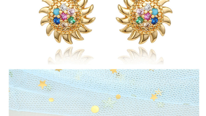 Fashion Golden Sun Flower Earrings With Diamonds,Earrings