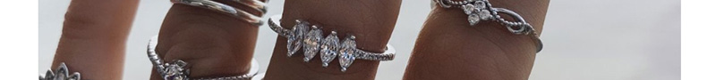 Fashion Silver Leaf Cutout Heart Ring With Diamonds,Rings Set