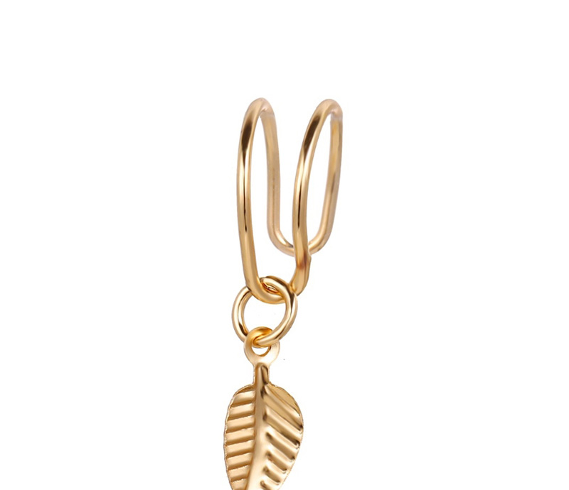 Fashion Golden Leaf Embossed C-shaped Ear Clip,Clip & Cuff Earrings