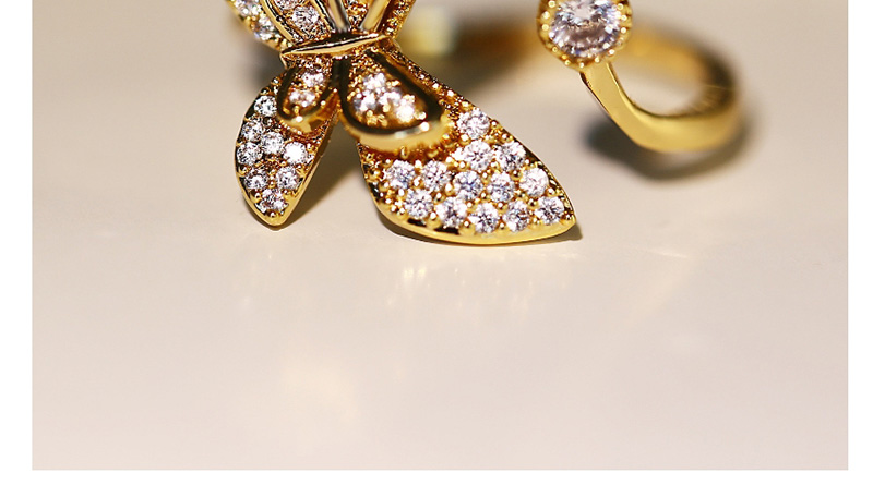 Fashion Golden Full Diamond Butterfly Open Ring,Fashion Rings
