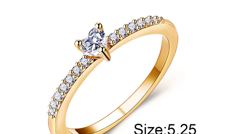 Fashion Golden Heart Ring With Zircon,Fashion Rings