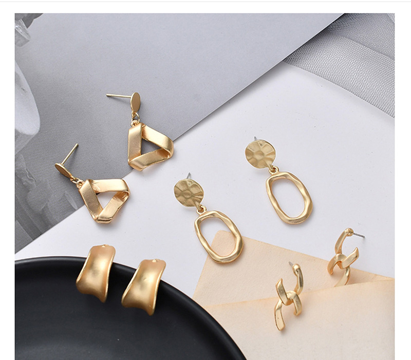 Fashion Golden Matte Gold Geometric Stud Earrings,Hoop Earrings
