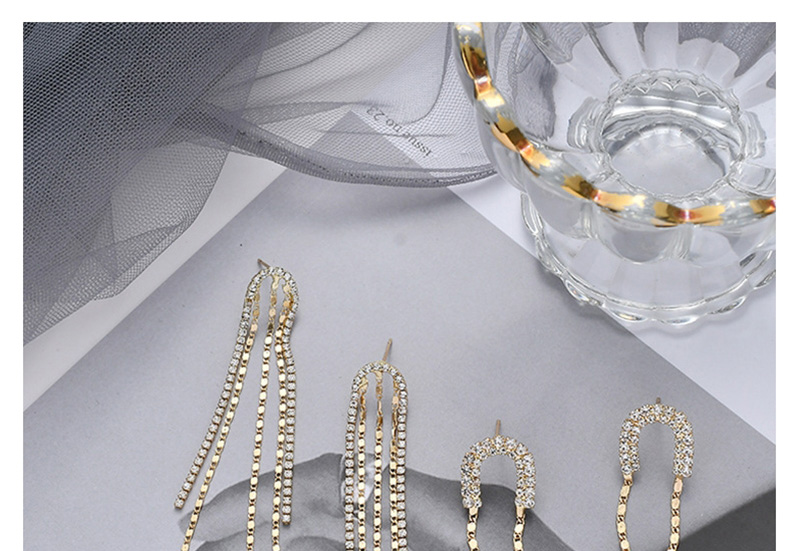 Fashion Golden Tassel Rhinestone Chain Earrings,Drop Earrings