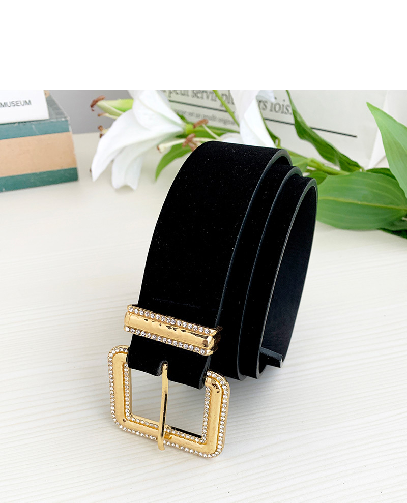 Fashion Black Pu Velvet Alloy Diamond Belt,Thin belts