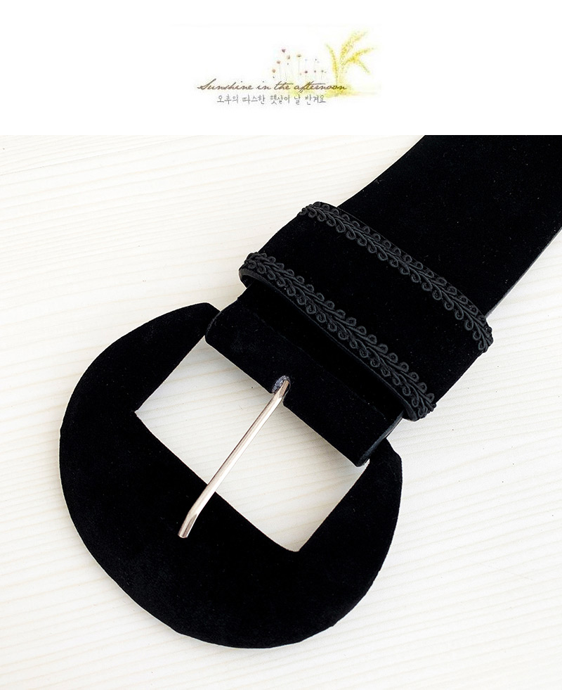 Fashion Black Pu Velvet Alloy Round Belt,Thin belts
