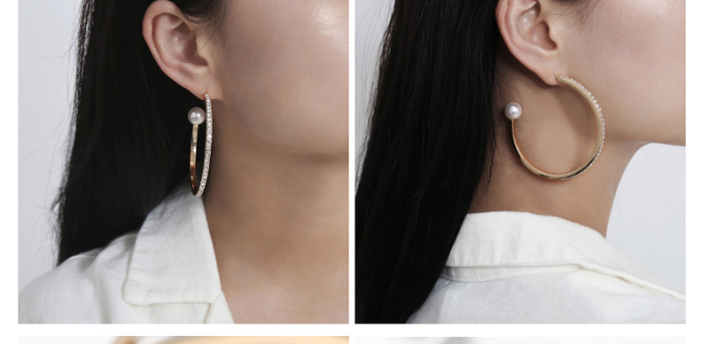 Fashion Golden Shaped Pearl Shaped Geometric Pearl Concave Earrings,Drop Earrings