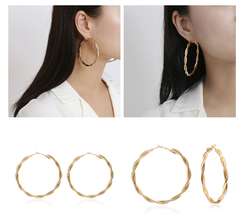 Fashion Golden Winding Ring Round Wrapping Earrings,Hoop Earrings