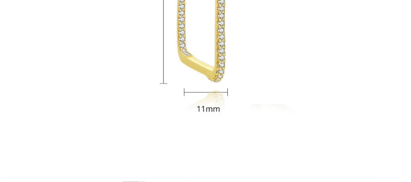 Fashion Golden Flower Square Earrings With Diamonds,Earrings
