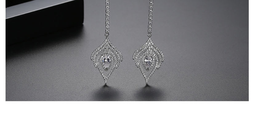 Fashion Platinum Diamond Drop Earrings With Diamonds,Earrings