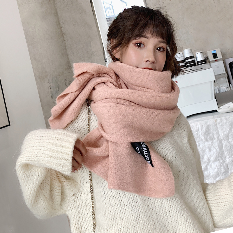 Fashion Pink Knitted Scarf With Alphabet,Thin Scaves