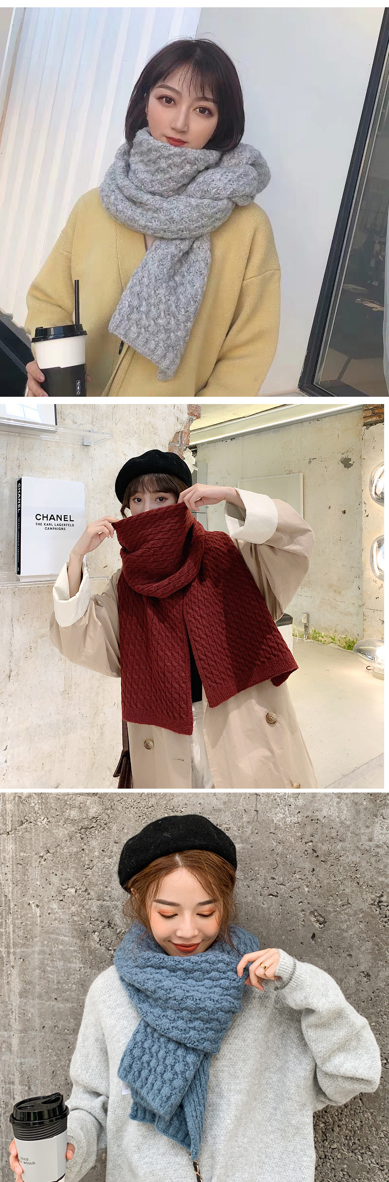 Fashion Red Wine Pineapple Knitted Scarf,Thin Scaves