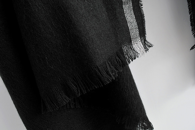 Fashion Black Frayed Scarf With Silver Thread Border,Thin Scaves