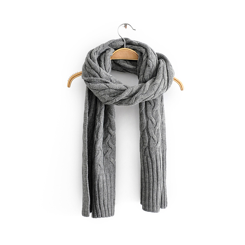 Fashion Grey Reversible Cashmere Scarf,knitting Wool Scaves