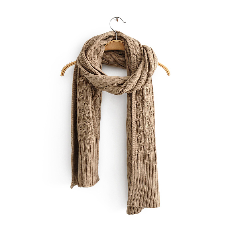 Fashion Light Brown Reversible Cashmere Scarf,knitting Wool Scaves