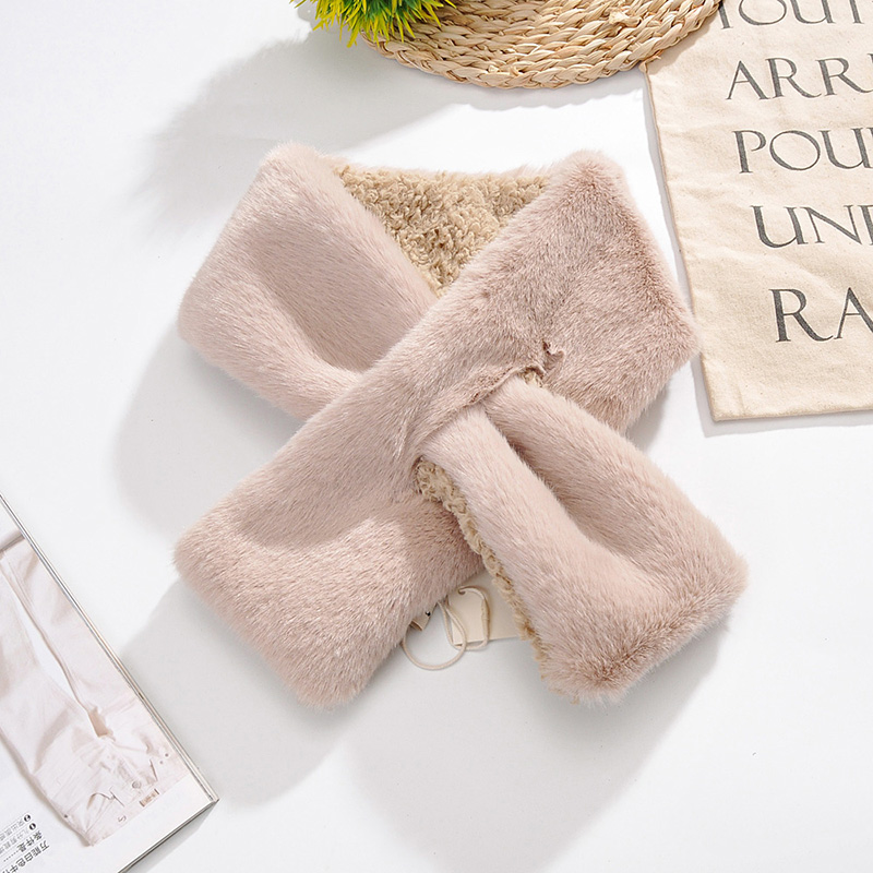 Fashion Pink Lamb Plush Scarf,knitting Wool Scaves