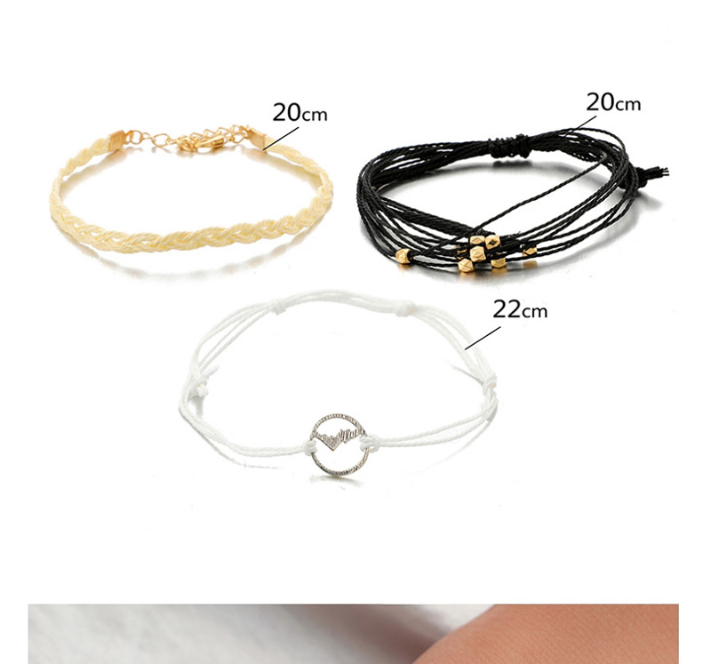 Fashion Gold-plated Woven Wax Rope Gold Bead Round Bracelet Set,Bracelets Set