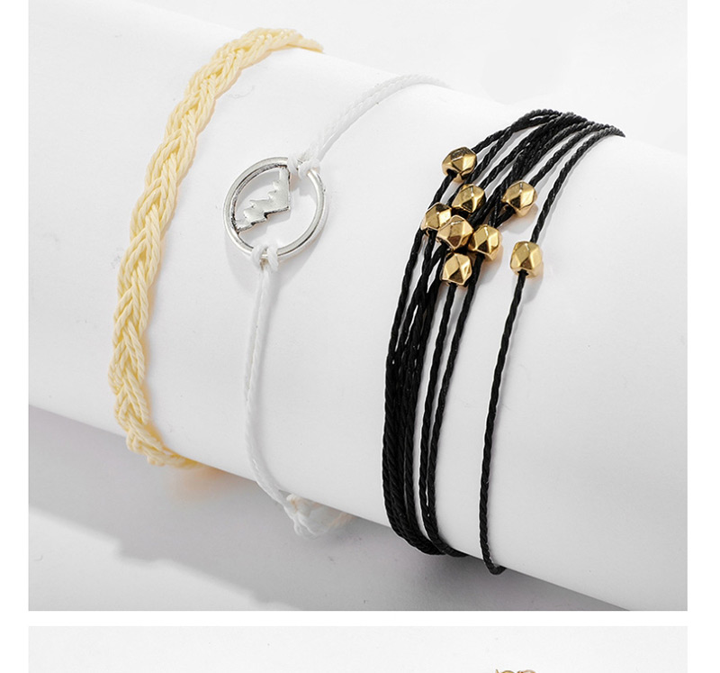 Fashion Gold-plated Woven Wax Rope Gold Bead Round Bracelet Set,Bracelets Set
