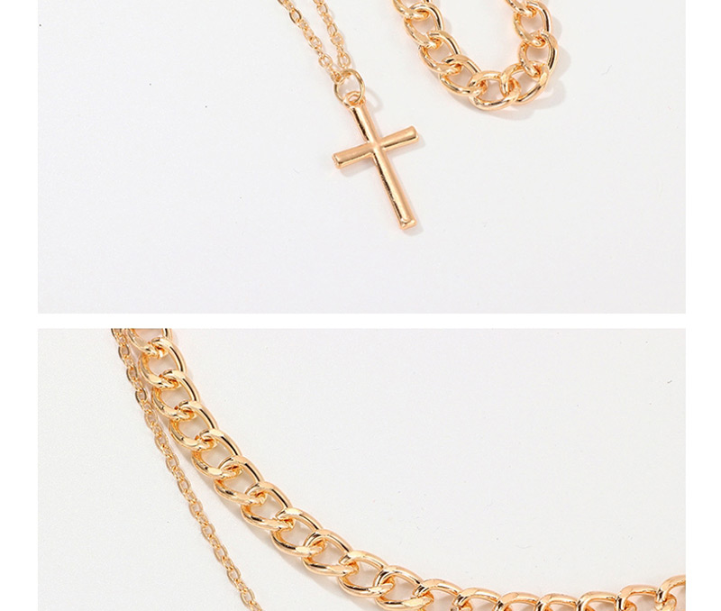 Fashion Golden Cross Double Necklace,Multi Strand Necklaces