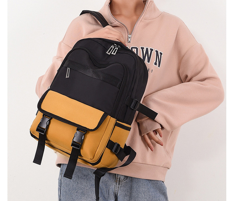 Fashion Yellow Stitched Contrast Backpack,Backpack