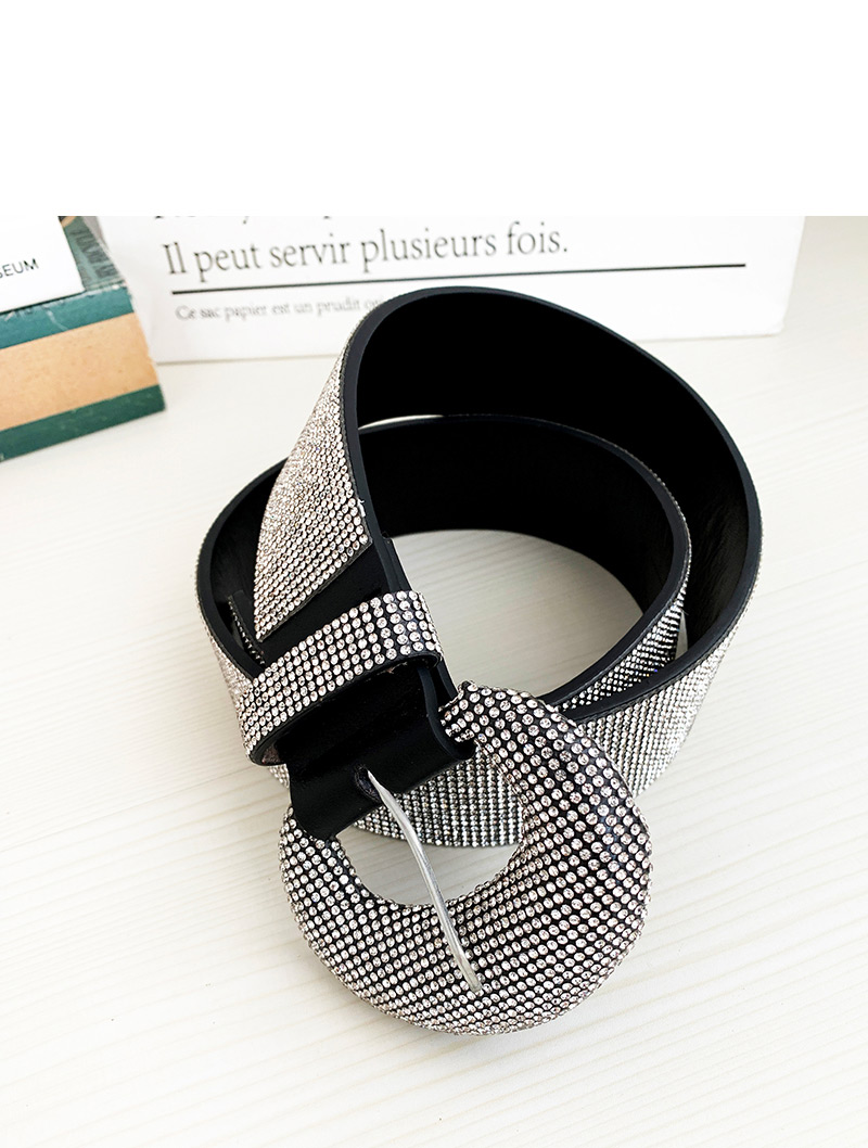 Fashion Black Pu Alloy Belt With Diamond Geometry,Wide belts