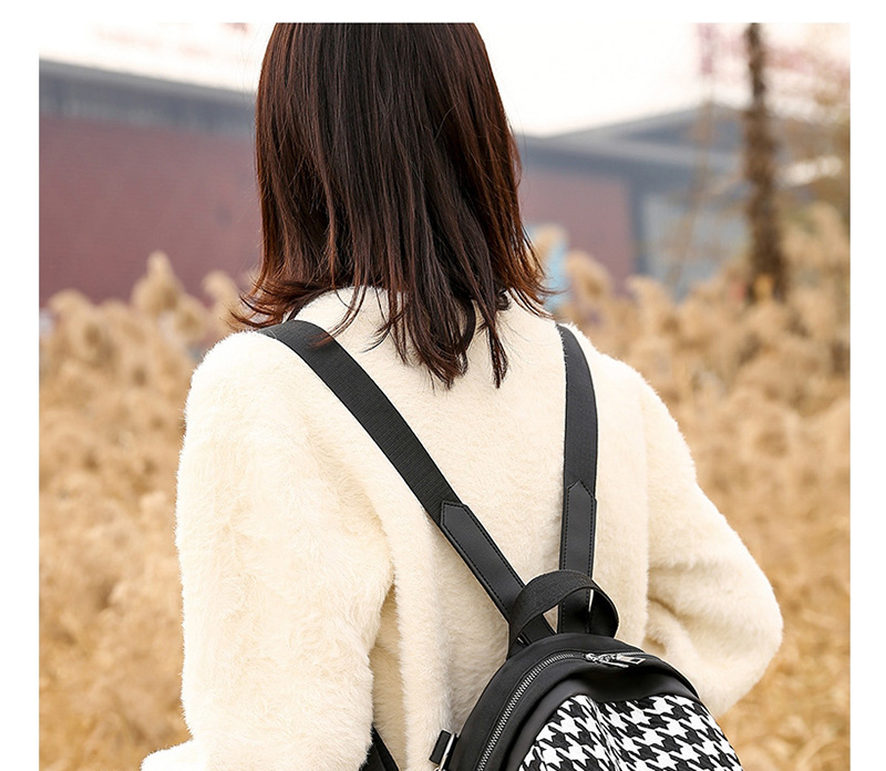 Fashion Black Stitched Rhombus Contrast Shoulder Bag,Backpack