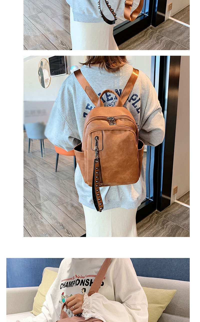 Fashion Blue Studded Zip Backpack,Backpack
