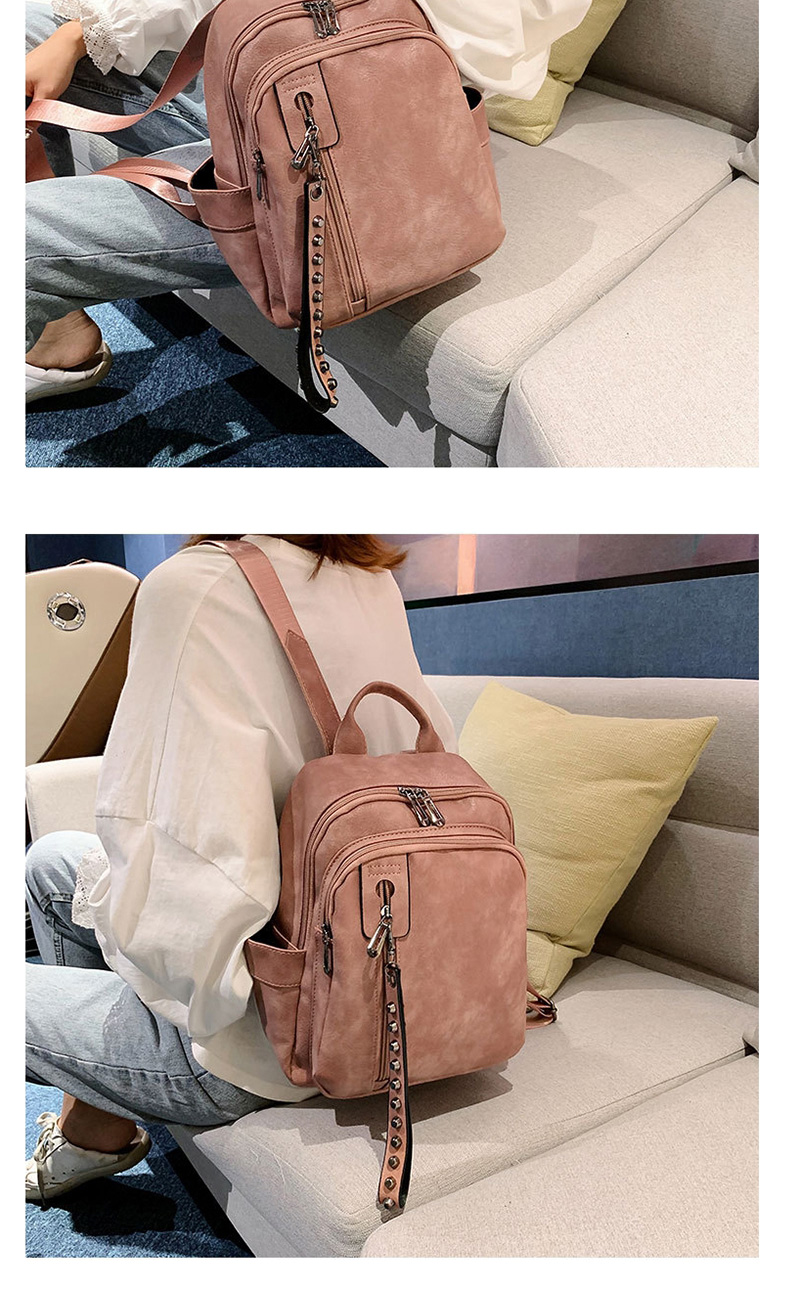 Fashion Pink Studded Zip Backpack,Backpack