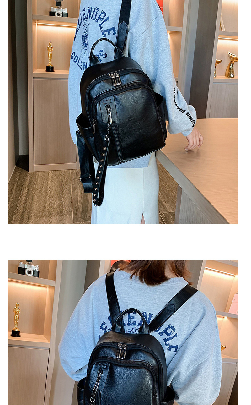 Fashion Black Studded Zip Backpack,Backpack