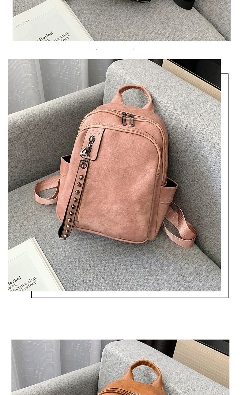 Fashion Black Studded Zip Backpack,Backpack