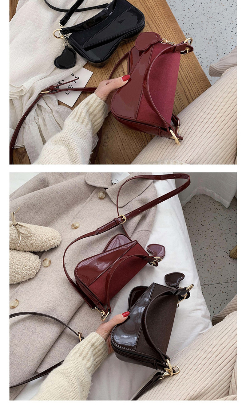 Fashion Red Wine Geometric Love Panel Crossbody Shoulder Bag,Shoulder bags