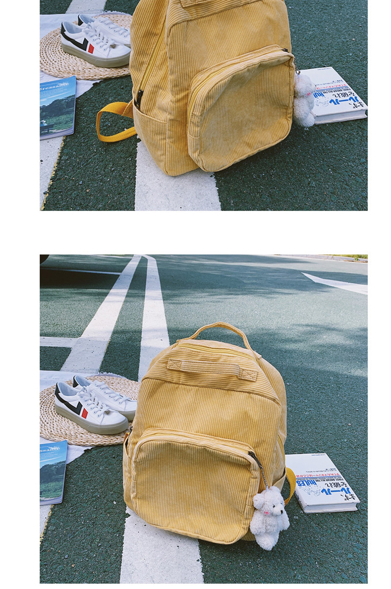 Fashion Yellow Panelled Corduroy Backpack,Backpack