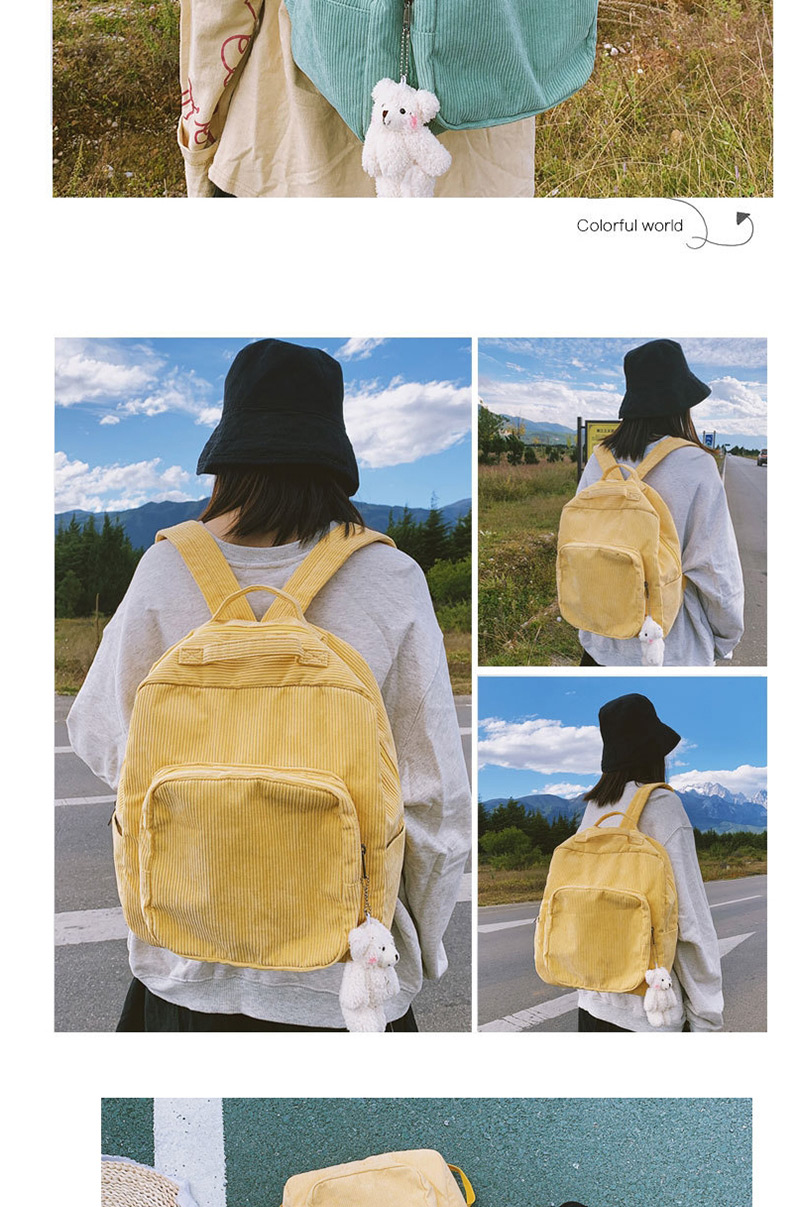 Fashion Yellow Panelled Corduroy Backpack,Backpack