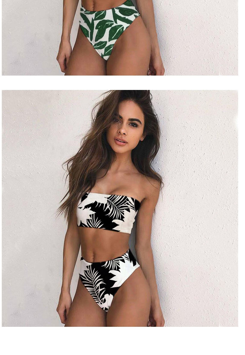 Fashion Leopard Print Leopard Bandeau High Waist Split Swimsuit,Bikini Sets