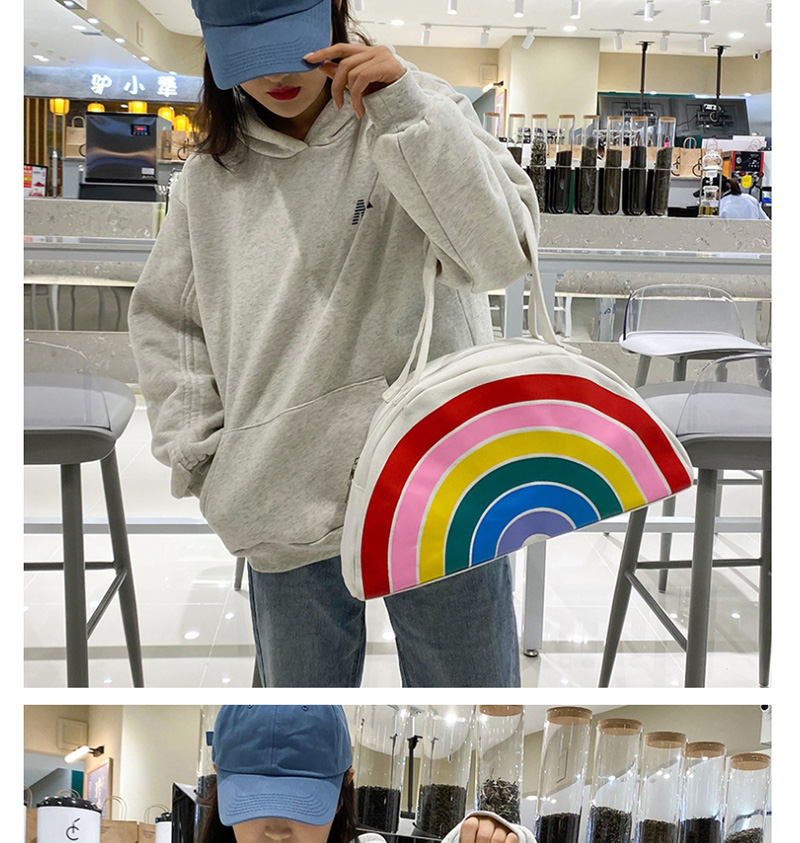 Fashion White Rainbow Canvas Shoulder Bag,Messenger bags