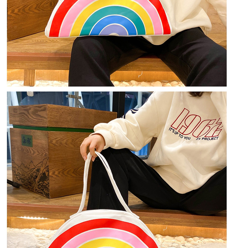 Fashion White Rainbow Canvas Shoulder Bag,Messenger bags